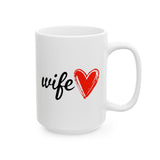Wife Coffee Mug 11/15oz - Cute Red Heart Gift for Wife - Romantic Birthday, Anniversary, Valentines Day Gift for Her