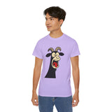 Shocked Screaming Cartoon Goat T-Shirt - Funny Cartoon Goat Tee - Unisex Shirt in 15 Colors - Farm Animal Humor Gift Idea