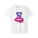 Playful Graphic Tee, "Bite Me" Funny T-Shirt, Unisex Cotton Tee, Casual Wear, Gift for Him or Her, Statement Shirt
