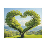 Heart-Shaped Tree Canvas Wall Art - 20x16 Nature Landscape Print, Romantic Green Forest Decor for Bedroom, Living Room or Office