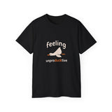 Funny Duck T-Shirt - Feeling UnproDUCKtive Graphic Tee, Cute Animal Pun Shirt, Humor Gift for Bird Lovers, Men Women Casual Wear