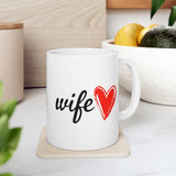 Wife Coffee Mug 11/15oz - Cute Red Heart Gift for Wife - Romantic Birthday, Anniversary, Valentines Day Gift for Her
