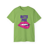 Playful Graphic Tee, "Bite Me" Funny T-Shirt, Unisex Cotton Tee, Casual Wear, Gift for Him or Her, Statement Shirt