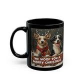 We Woof You A Merry Christmas | Xmas, Puppies, Dogs, Stocking Stuffers | Black Ceramic Mug 11oz and 15oz