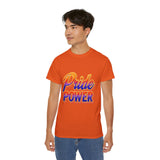 Pride Power T-Shirt | Retro Gradient LGBTQ+ Shirt | Bold Empowerment Graphic Tee | Gay Pride Festival Unisex Top