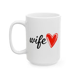 Wife Coffee Mug 11/15oz - Cute Red Heart Gift for Wife - Romantic Birthday, Anniversary, Valentines Day Gift for Her