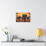 African Elephant Sunset Canvas Wall Art – Safari Wildlife Print for Home Decor, Nature Animal Painting, Living Room Artwork