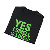 Funny Weed T-Shirt - Bold Cannabis Leaf Graphic Tee - 420 Humor Shirt - Stoner Gift - Lime Green Marijuana Quote Tee