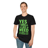 Funny Weed T-Shirt - Bold Cannabis Leaf Graphic Tee - 420 Humor Shirt - Stoner Gift - Lime Green Marijuana Quote Tee