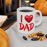 I Love Dad Coffee Mug 11/15oz - Father’s Day Gift, Dad Birthday Mug, Red Heart Cup for Dad, Funny Cute Gift for Him from Kids