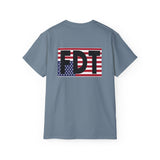 FDT Upside Down USA Flag Back, Freedom Democracy Truth Front - Patriotic Political Statement Tee American Flag