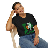 I Love Irish Shamrock T-Shirt, St Patrick's Day Shirt, Irish Pride Clover Graphic Tee, Unisex Black Gift for Men Women Adults