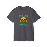 Funny Creepy Smile Emoji T-Shirt - It's Fine I'm Fine Everything Is Fine Really - Sarcastic Horror Face Graphic Tee Unisex