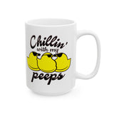 Chillin' With My Peeps | Mah-Jongg, Chicks, Marshmallow | White Ceramic Novelty 11/15oz Mug