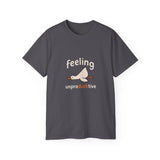 Funny Duck T-Shirt - Feeling UnproDUCKtive Graphic Tee, Cute Animal Pun Shirt, Humor Gift for Bird Lovers, Men Women Casual Wear