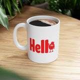 Hello Red Monster Mug - Funny Cute Cartoon Character Coffee Cup Gift for Kids, Coworkers, Office Desk, Fun Drinkware, 11/15oz