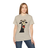 Shocked Screaming Cartoon Goat T-Shirt - Funny Cartoon Goat Tee - Unisex Shirt in 15 Colors - Farm Animal Humor Gift Idea