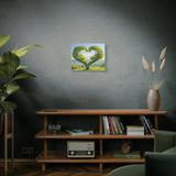 Heart-Shaped Tree Canvas Wall Art - 20x16 Nature Landscape Print, Romantic Green Forest Decor for Bedroom, Living Room or Office