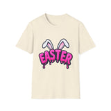 Funny Easter Bunny Ears T-Shirt, Pink Drip Easter Graphic Tee, Cute Holiday Shirt for Women Men Kids Spring Gift