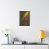 Radiant Red Cardinal in Enchanted Forest - Sunlight Through Majestic Oak Tree - 16x24 Nature Canvas Wall Art for Home Décor