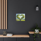Heart-Shaped Tree Canvas Wall Art - 20x16 Nature Landscape Print, Romantic Green Forest Decor for Bedroom, Living Room or Office