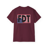 FDT Upside Down USA Flag Back, Freedom Democracy Truth Front - Patriotic Political Statement Tee American Flag