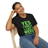 Funny Weed T-Shirt - Bold Cannabis Leaf Graphic Tee - 420 Humor Shirt - Stoner Gift - Lime Green Marijuana Quote Tee