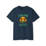 Funny Creepy Smile Emoji T-Shirt - It's Fine I'm Fine Everything Is Fine Really - Sarcastic Horror Face Graphic Tee Unisex