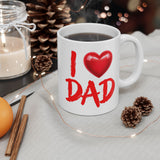 I Love Dad Coffee Mug 11/15oz - Father’s Day Gift, Dad Birthday Mug, Red Heart Cup for Dad, Funny Cute Gift for Him from Kids