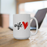 Wife Coffee Mug 11/15oz - Cute Red Heart Gift for Wife - Romantic Birthday, Anniversary, Valentines Day Gift for Her