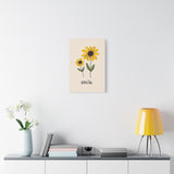 Smile Yellow Daisy Wall Art Print - 16x24 Floral Motivational Canvas Decor for Bedroom, Office, Nursery or Living Room