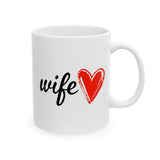 Wife Coffee Mug 11/15oz - Cute Red Heart Gift for Wife - Romantic Birthday, Anniversary, Valentines Day Gift for Her