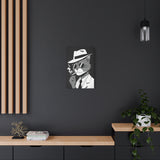Cool Cat Smoking Cigar Canvas Wall Art - Retro Gangster Cat in Suit with Hat & Shades - Funny Cartoon Artwork for Home Decor