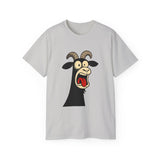 Shocked Screaming Cartoon Goat T-Shirt - Funny Cartoon Goat Tee - Unisex Shirt in 15 Colors - Farm Animal Humor Gift Idea