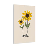Smile Yellow Daisy Wall Art Print - 16x24 Floral Motivational Canvas Decor for Bedroom, Office, Nursery or Living Room