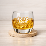 ASAP Whiskey Glass - "Alcohol Solves All Problems" Engraved 6 oz Tumbler | Modern Minimalist Barware Gift