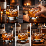 ASAP Whiskey Glass - "Alcohol Solves All Problems" Engraved 6 oz Tumbler | Modern Minimalist Barware Gift