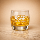 ASAP Whiskey Glass - "Alcohol Solves All Problems" Engraved 6 oz Tumbler | Modern Minimalist Barware Gift