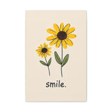 Smile Yellow Daisy Wall Art Print - 16x24 Floral Motivational Canvas Decor for Bedroom, Office, Nursery or Living Room