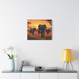 African Elephant Sunset Canvas Wall Art – Safari Wildlife Print for Home Decor, Nature Animal Painting, Living Room Artwork