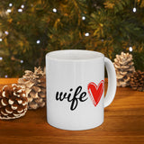 Wife Coffee Mug 11/15oz - Cute Red Heart Gift for Wife - Romantic Birthday, Anniversary, Valentines Day Gift for Her