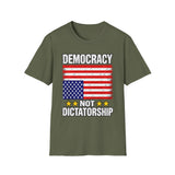 Democracy Not Dictatorship T Shirt, Patriotic American Flag Shirt, Freedom of Speech Tee, Political Statement Shirt, USA Gift for Patriots