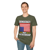 Democracy Not Dictatorship T Shirt, Patriotic American Flag Shirt, Freedom of Speech Tee, Political Statement Shirt, USA Gift for Patriots