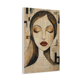 Abstract Woman Face Canvas Wall Art - 16x24 Modern Geometric Portrait Print, Minimalist Line Art Decor for Living Room or Office