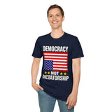 Democracy Not Dictatorship T Shirt, Patriotic American Flag Shirt, Freedom of Speech Tee, Political Statement Shirt, USA Gift for Patriots