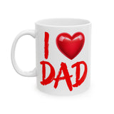 I Love Dad Coffee Mug 11/15oz - Father’s Day Gift, Dad Birthday Mug, Red Heart Cup for Dad, Funny Cute Gift for Him from Kids