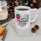 Teacher Appreciation Ceramic Mug — Colorful Heart of School Icons (11oz, 15oz)