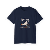 Funny Duck T-Shirt - Feeling UnproDUCKtive Graphic Tee, Cute Animal Pun Shirt, Humor Gift for Bird Lovers, Men Women Casual Wear