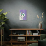 Whimsical Cow Canvas Wall Art - 16x24 Farmhouse Animal Print with Floral Crown on Purple Background - Cute Rustic Home Décor