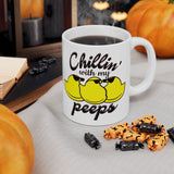 Chillin' With My Peeps | Mah-Jongg, Chicks, Marshmallow | White Ceramic Novelty 11/15oz Mug